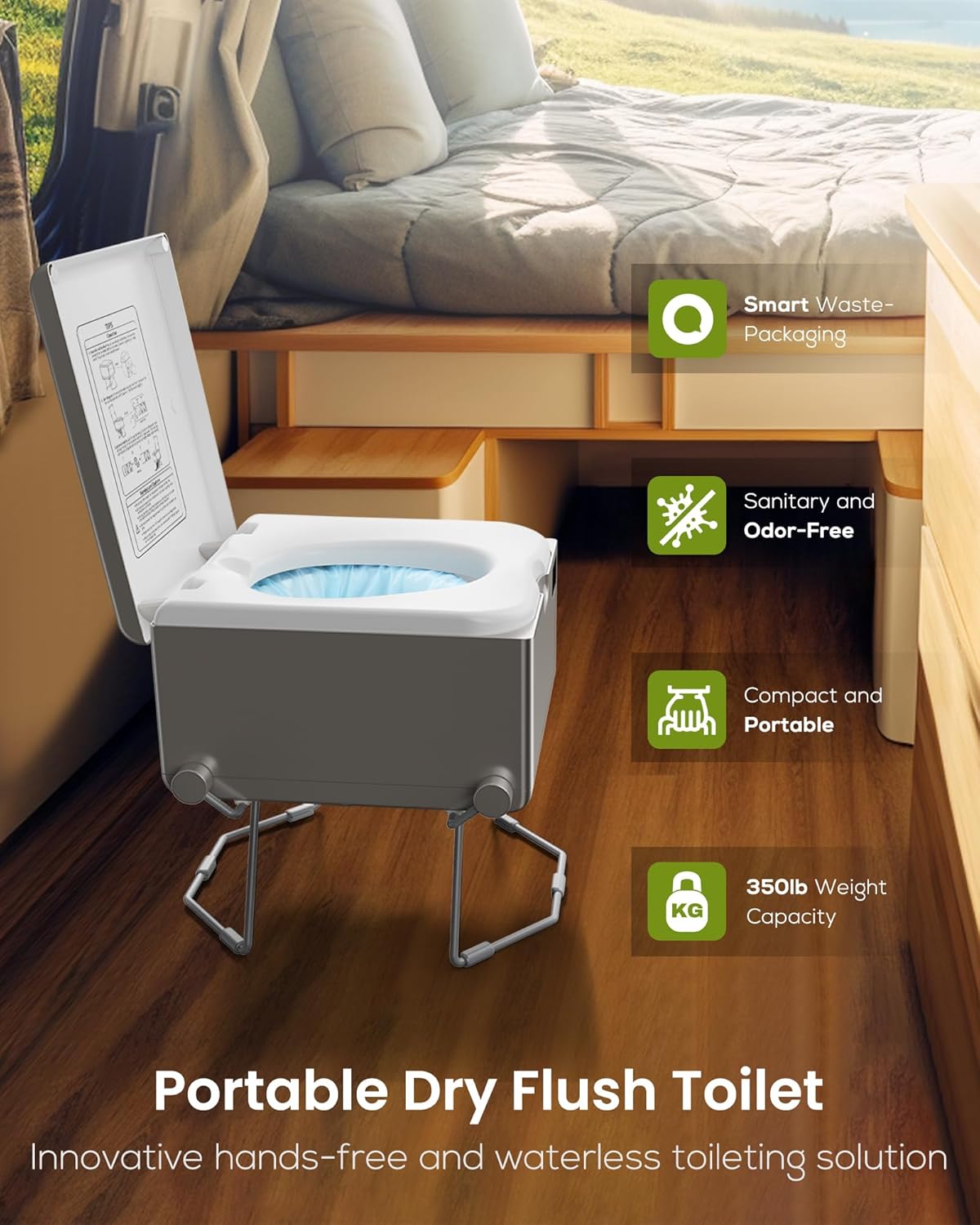 Dry Flush portable toilet for off-grid use